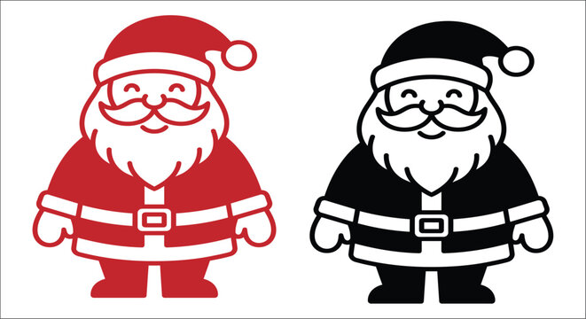 Santa claus silhouette in red and black a festive illustration on a white background figure
