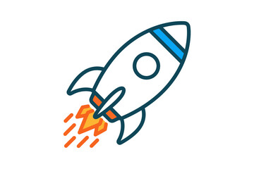Rocket Ship Flat Vector Illustration © Usman