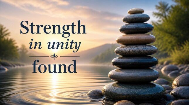 Smooth polished river stones stacked high quote proclaims 20260509 gigapixel v2-6x