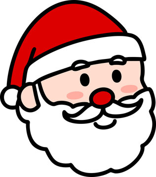 Cute Santa Claus head with red hat and white beard vector illustration