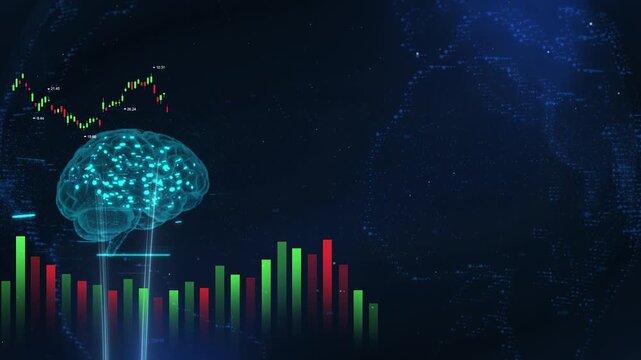 Artificial Intelligence Trading and Financial Market Analysis with AI Brain and Stock Chart