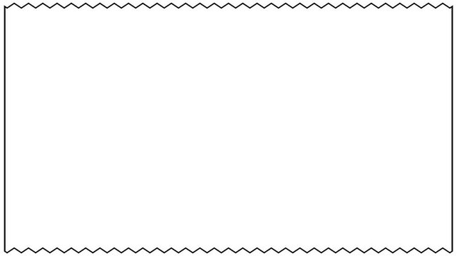 Rectangular frame with zig zag edges for screen overlay and presentation elements