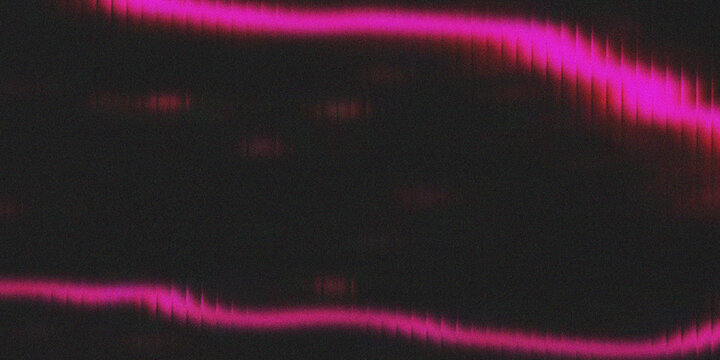 Minimal pink neon line abstract background features twin glowing horizontal bands with vertical scan grain and dark space.