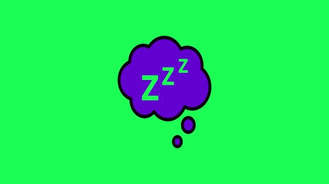 Purple thought bubble with green z letters representing sleep or dreaming on a bright green background