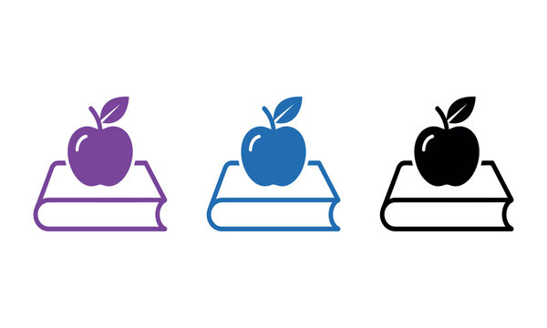 An apple atop books represents education presented as a colorful vector illustration fruit pomaceous pome volume literature knowledge learning school