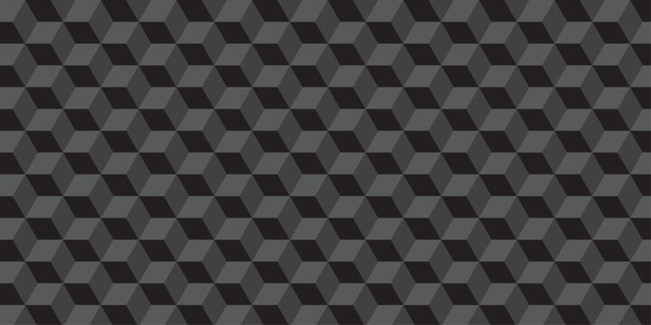 Black cube seamless creative cubes decoration triangle wall and wallpaper textile vector square tile, mosaic endless repeat hexagon block texture background.