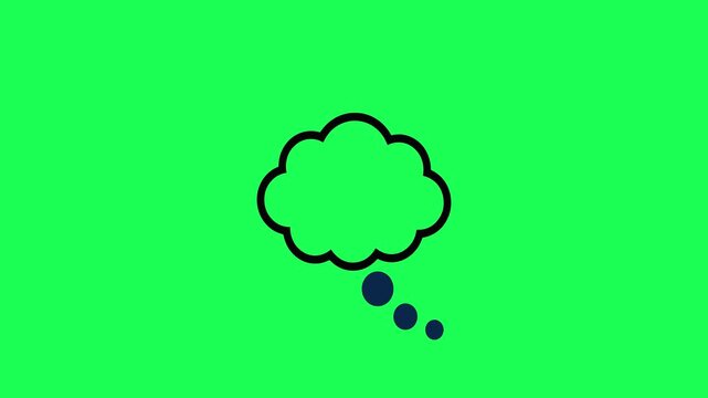 Simple thought bubble icon on a vibrant green background representing ideas and imagination