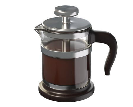 3D French Press Coffee Maker Isolated for bakery, cafe, restaurant menu, pastry app. 3d render
