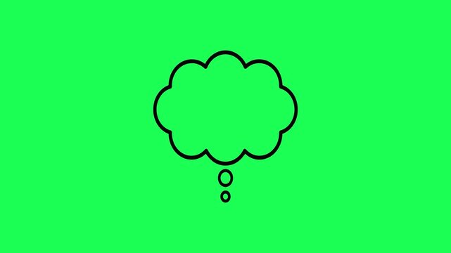 Simple black thought bubble icon on a vibrant green background for creative concepts