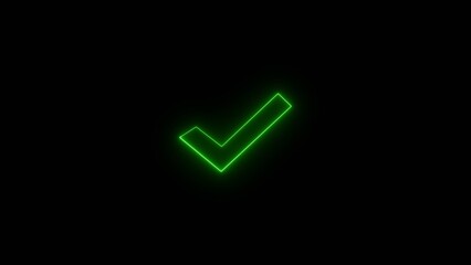 Abstract neon tick mark icon conceptual loop illustration. © MD. MAHABUR