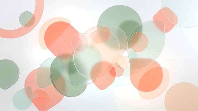 Abstract Pastel Glass Morphism Geometric Shapes Background