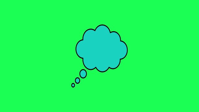 Simple illustration of a blue thought bubble on a vibrant green background