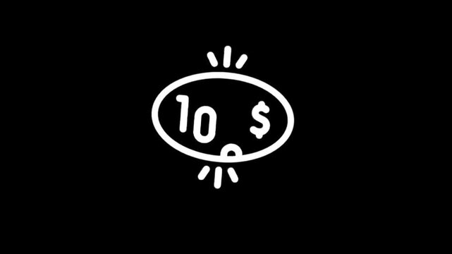 Animated icons show zero and one hundred dollar amounts on black background