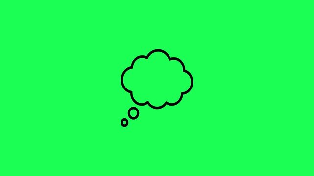 Simple black thought bubble illustration on a vibrant green background for creative concepts
