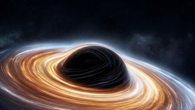 black hole with swirling accretion disk in deep space cosmic phenomenon