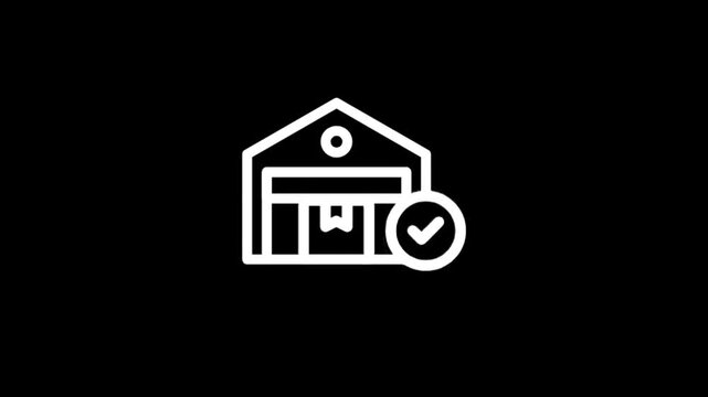 Warehouse delivery confirmation icon animation with checkmark