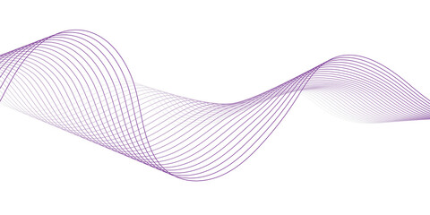 Fototapeta premium Minimal Purple Flowing Wave Lines on White Background for Modern Technology and Design
