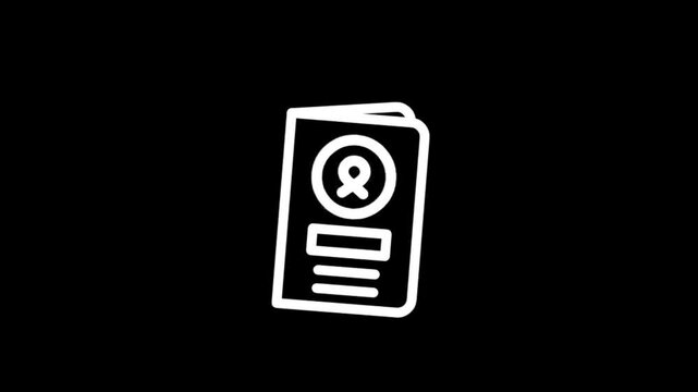 Animated icon of a brochure with a profile icon and text lines