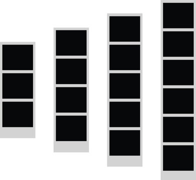 photo booth film strip frame graphic set. vertical snapshot picture placeholders