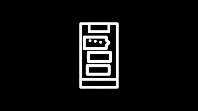 Abstract digital flow chart animation with data processing elements