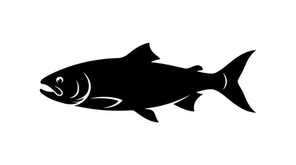 Obraz premium Salmon fish silhouette flat vector icon black seafood animal design