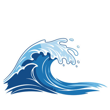 Powerful Ocean Wave Crashing with White Foam and Splashes.