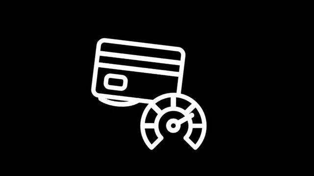 Credit card performance meter icon animation for financial services