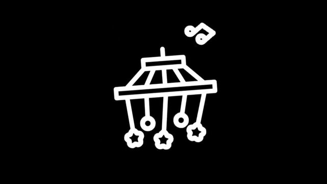 Animated baby mobile with stars and music notes spins and plays sounds