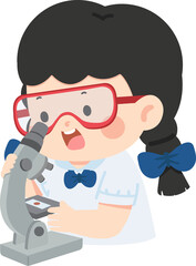 Young student using microscope in science class