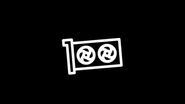 Graphic Icon of a Dual Fan Graphics Card on Black Background
