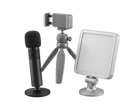 Professional Content Creation Kit With A Studio Microphone Tripod And Portable Led Lighting Panel
