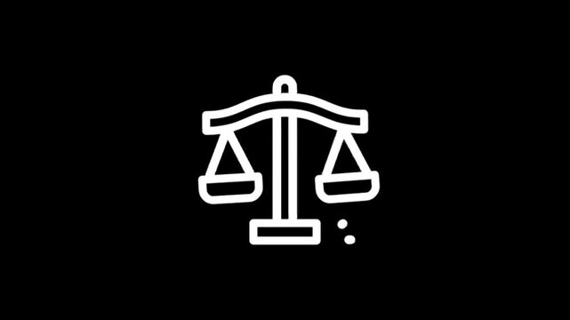 Animated scales of justice icon on black background for legal concepts