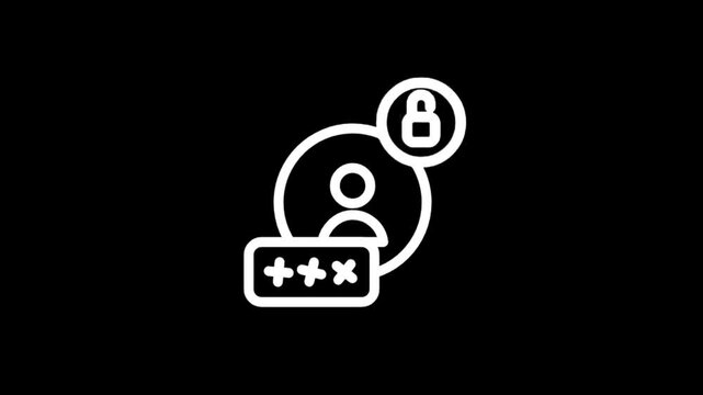 Digital security icon with user profile and password entry animation