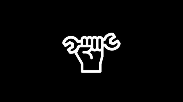 Fist holding wrench icon symbolizing repair and mechanical work