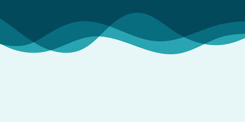 Obraz premium Teal and deep blue layered top wave banner background