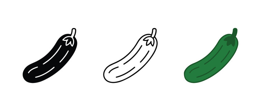 eggplants and zucchinis in different colors isolated on transparent background