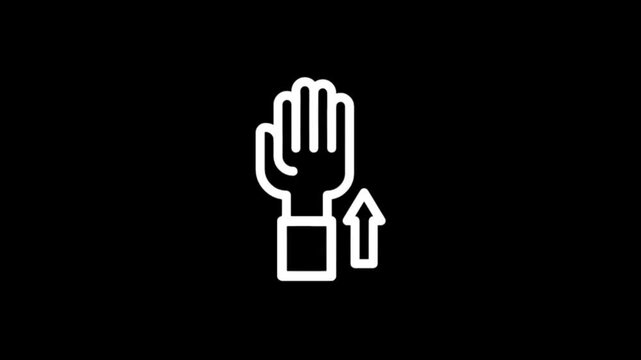 Animated icon of a hand with an upward arrow symbolizing growth and progress