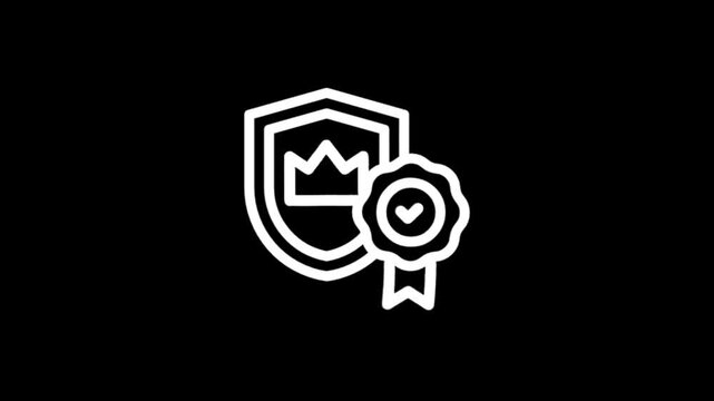 Animated icon of a shield with a crown and a seal of approval