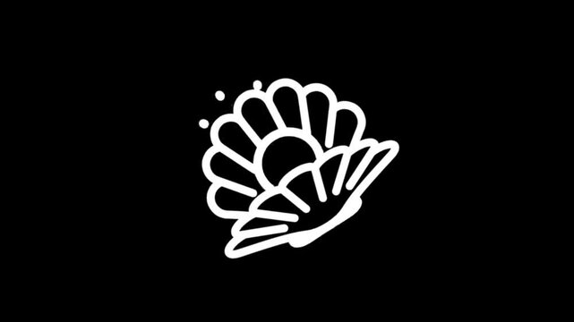 Simple white scallop shell icons on a black background