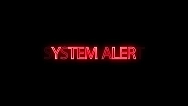 System alert warning message glows in red neon text against a dark background.