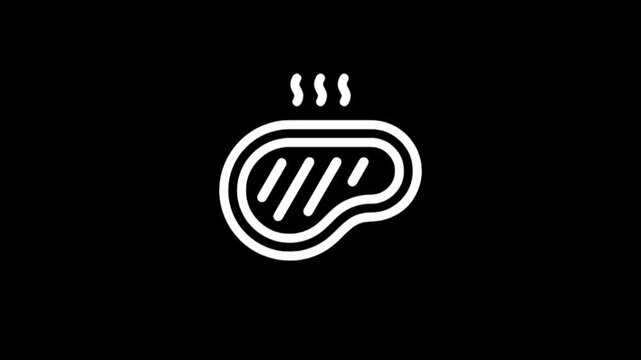 Animated steak icon sequence showing cooking and serving stages