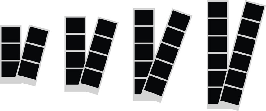 Empty photo booth film strip frame set. multiple snapshot picture placeholders with shadows. instant picture mockup