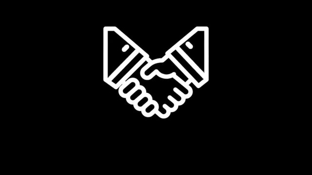 Animated handshake icon symbolizing agreement, partnership, and successful business deals