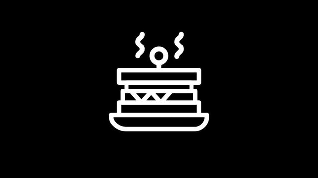 Animated sandwich icon with layers and a toothpick on a black background