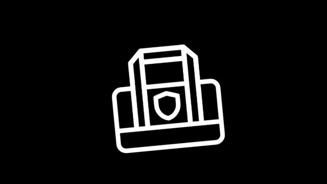 Animated icon of a protective shield on a black background