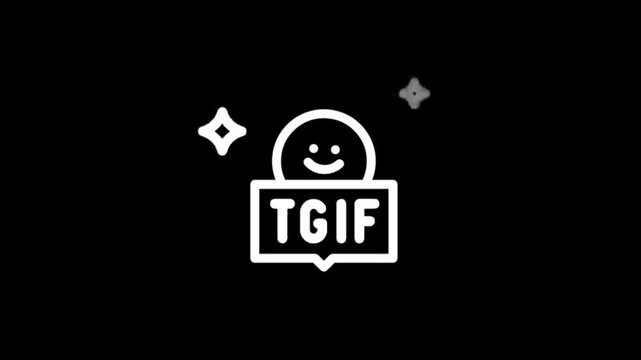 Animated TGIF icon with sparkling happy face and speech bubble