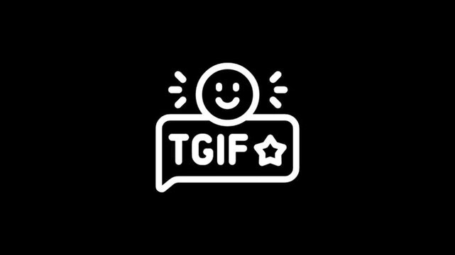 Animated TGIF icon with smiling face and star celebrating the end of the week