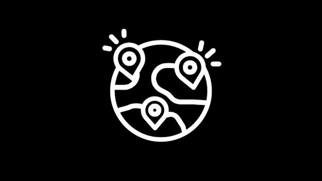 Animated map pins showing global travel routes and connections