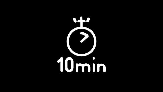 Animated stopwatch icon indicating ten minute duration for countdowns