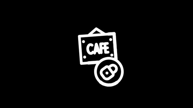 Animated cafe sign with a padlock icon transitions to unlocked